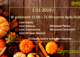 1-11-2019 r. w naszych klubach.